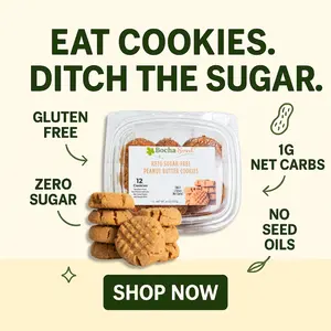 BochaSweet Keto Peanut Butter Cookies - 1-Pack (12 Cookies) or 2-Pack (24 Cookies) | Sugar-Free, Gluten-Free, No Seed Oils | Melt-in-Your-Mouth Low Carb Snack