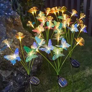 LED solar butterfly fiber optic lamp for courtyard garden decoration, lawn light swaying in the wind, warm and romantic