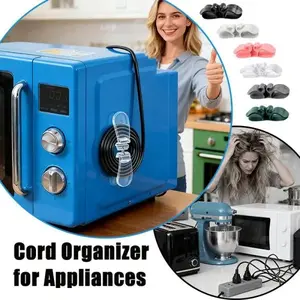 【6-pack】 Cord Organizer for Appliances Upgraded Kitchen Cord Keeper with 3M Glue & TPR Silicone for Air Fryer Coffee Maker Blender Pressure Cooker Toaster Home Storage Hook cleaning supplies and tools household essentials household items,