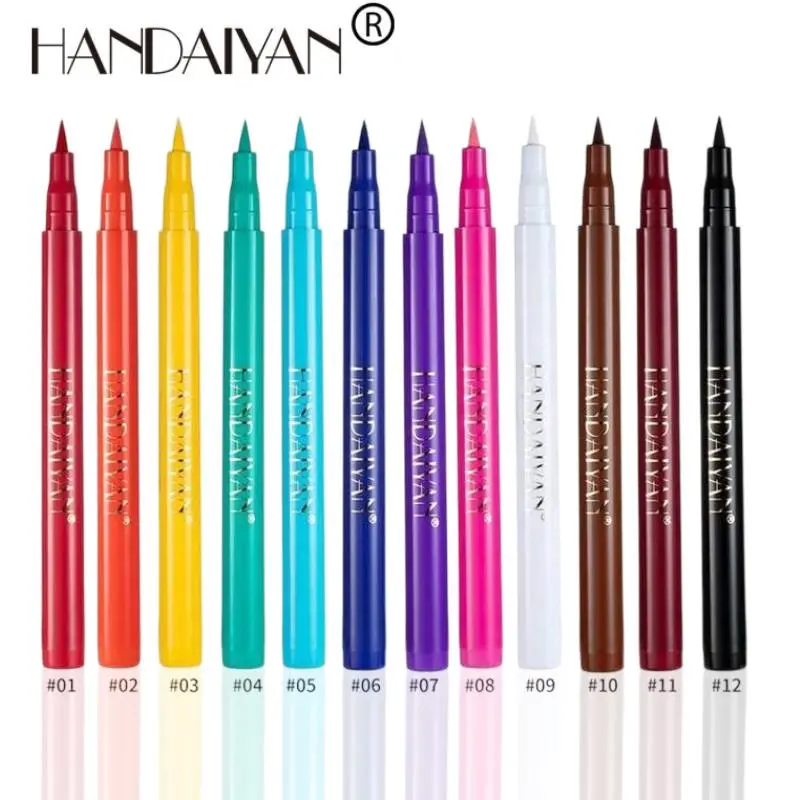 Ultra-Fine Tip 12-Color Liquid Eyeliner | HANDAIYAN - Matte Waterproof Smudge-Proof, Long-Wearing Bright Cat Eye for Daily Makeup Cosmetic