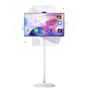 OHYEAHSPIN 32/43 Inch Portable Smart Screen Rolling TV with Audio, 2K/4K LCD Touchscreen Display, Built-in Battery, WiFi, Bluetooth, HDMI, USB-C, Remote Control and Dual Speakers