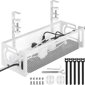Desktop Power Strip Storage Rack, Socket Storage Rack with Cable Management Tray, Cable Organization Rack, Home Organizer for Office