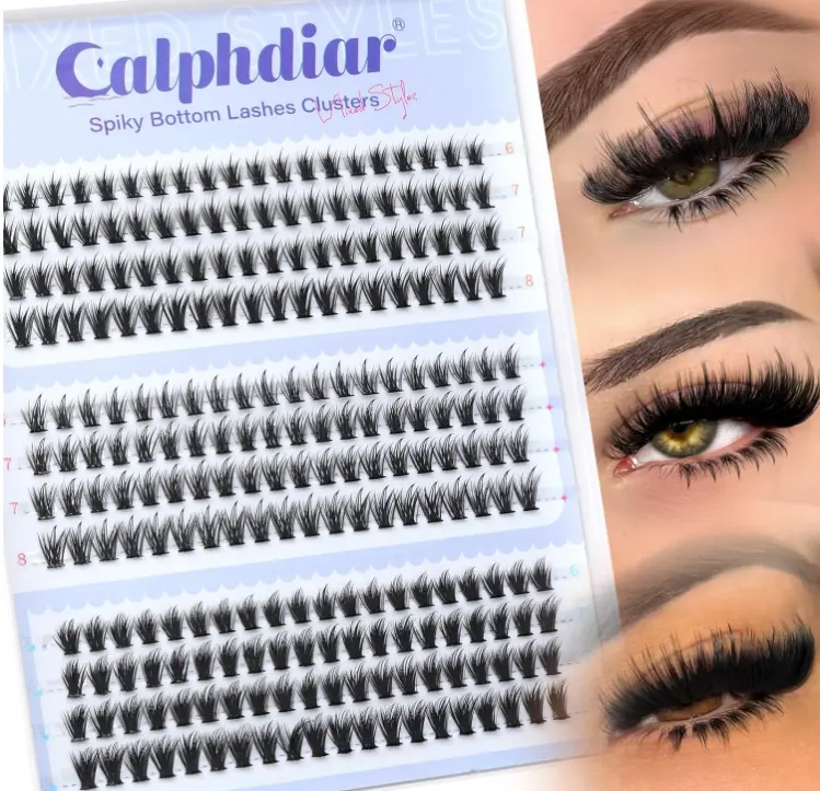 Spiky Bottom Lashes Individual Thick Volume Bottom Lash Clusters Manga Lower Eyelash Extensions 6-8MM Wispy Bottom Cluster Lashes 240pcs DIY Bottom Lash Extension at Home by calphdiar