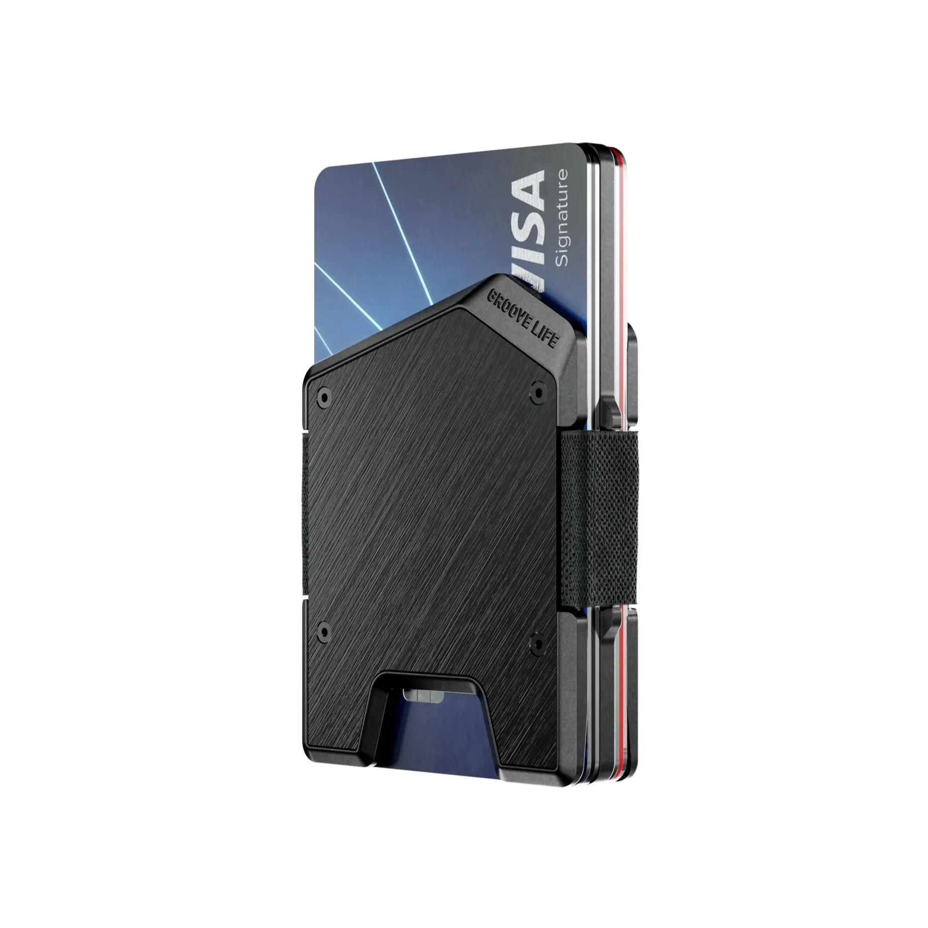 Groove Life Groove Wallet Stealth - Black | Minimalist Low Profile Credit Card Holder for Men, Groove Guarantee