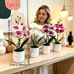 4 Color Flower Pot Artificial Plant Mini Potted Plants for Indoor Outdoor Balcony Home Decor, Perfect Gift for Mother and Friends