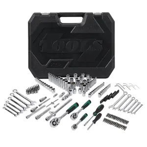 Professional 216 piece mechanical tool and socket kit - Multi functional industrial manual tool kit with 1/4 inch, 3/8 inch, 1/2 inch drivers and 72 tooth quick release ratchet - Heavy duty storage box - Ideal choice for automotive, home, and DIY projects