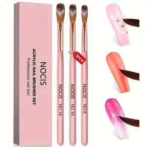 3PCS Acrylic Nail Art Brush Set - Professional Sculpting & Extension Brushes for Acrylic Powder Nails, Perfect for Salon and Home DIY