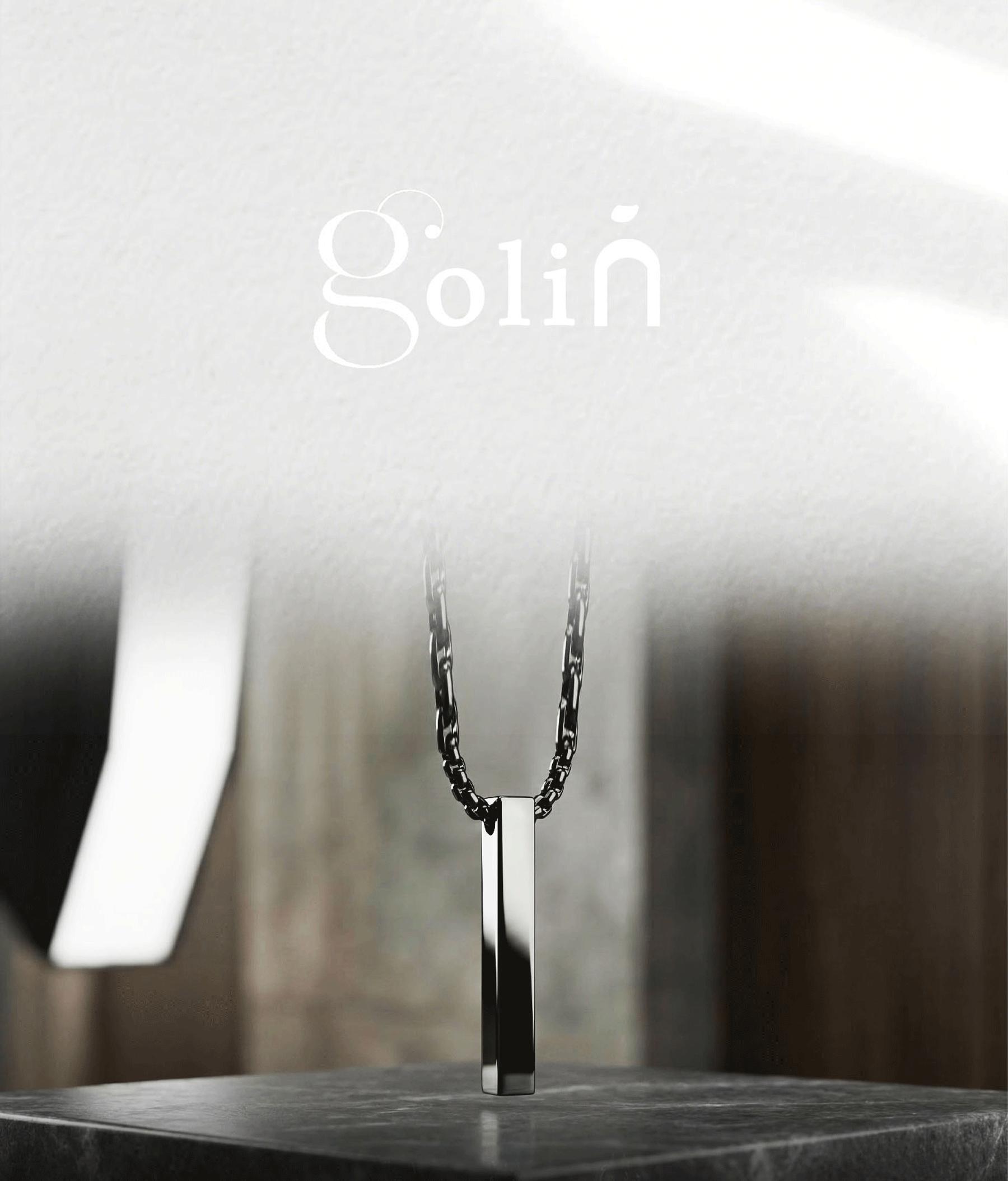 Men's Black Titanium Steel Bar Pendant Necklace - 35cm Chain, 17.3g/0.61oz - Daily & Street Style Minimalist Jewelry gift accessories