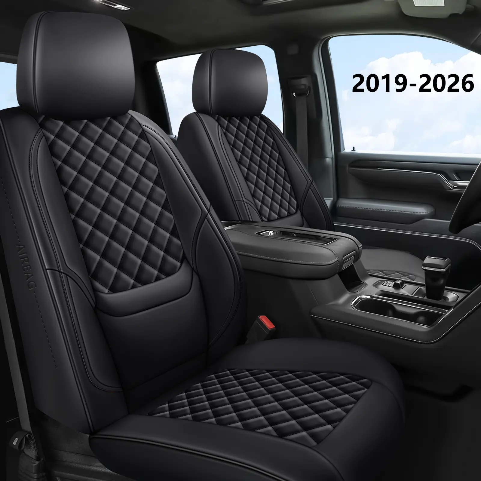 Silverado Seat Covers 2007-2026,Custom Fit for Chevy Chevrolet Silverado GMC Sierra 1500/2500/3500HD Crew/Double/Extended Cab with Lumbar Support ( Full Set-Front and Rear), Car Seat Accessories, Automotive Seat Covers, Car Seat Cover, Chevy/Gmc