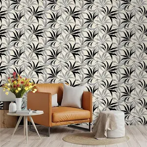 Modern Minimalist Bamboo Leaf Wallpaper, PVC Adhesive Backing, Easy Peel & Stick, Kitchen/living Room/bedroom Decor, Wall Transformation