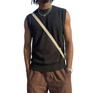 Spring/Autumn Unisex Minimalist Commuter Lightweight Loose Crew Neck Sleeveless Knit Vest, Regular Fit Pullover Solid Color Layering Top for Couples’ Dates and Commuting