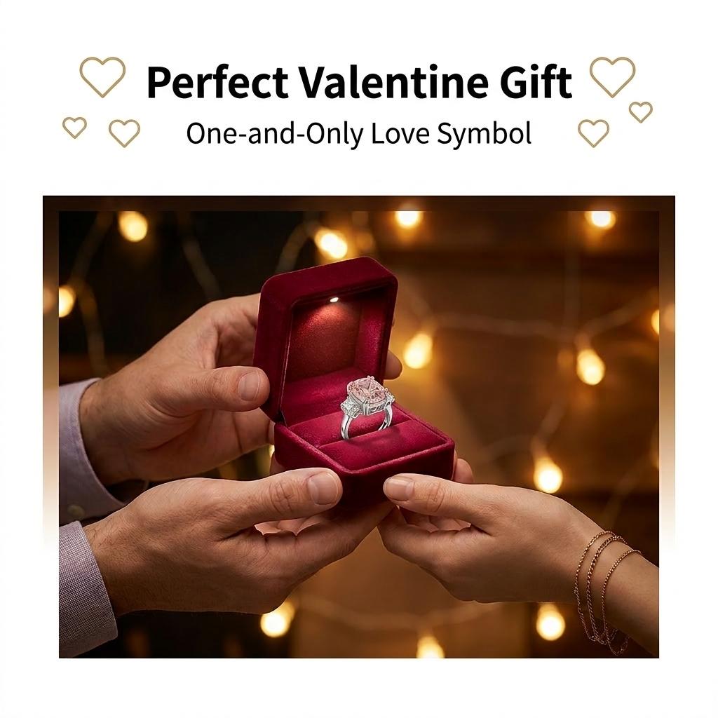 Luxury Cushion Cut Pink Diamond Ring, White Gold Plated Color Gemstone Ring, Elegant Party Index Finger Ring