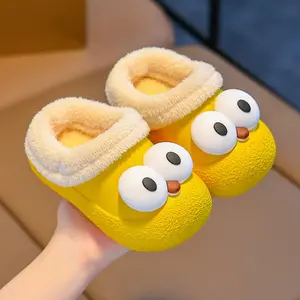 Kids Slippers for Boys and Girls, Winter Non-Slip House Slippers with Warm Plush Lining, Soft Indoor Cozy Slip-On for Toddlers and Children