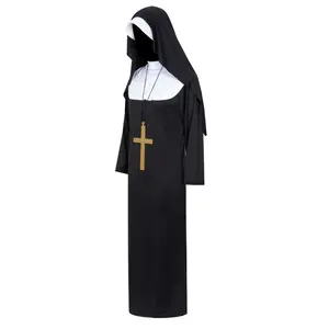 High Fidelity Nun Costume Set, Block Headscarf + Cross Set, Adult Women Halloween Theme Party Cosplay, Accessories