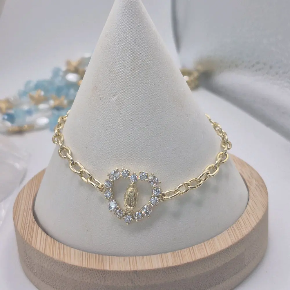 virgen de guadalupe bracelet plated gold 14k