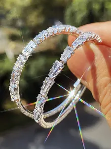 Women's 1 Pair Elegant Artificial Zircon Dainty Lightweight Hoops Earrings, Fashionable Earrings for Women, Fashion Jewelry Accessories for Party, Daily Clothing Decor, Elegant Minimalist Earrings