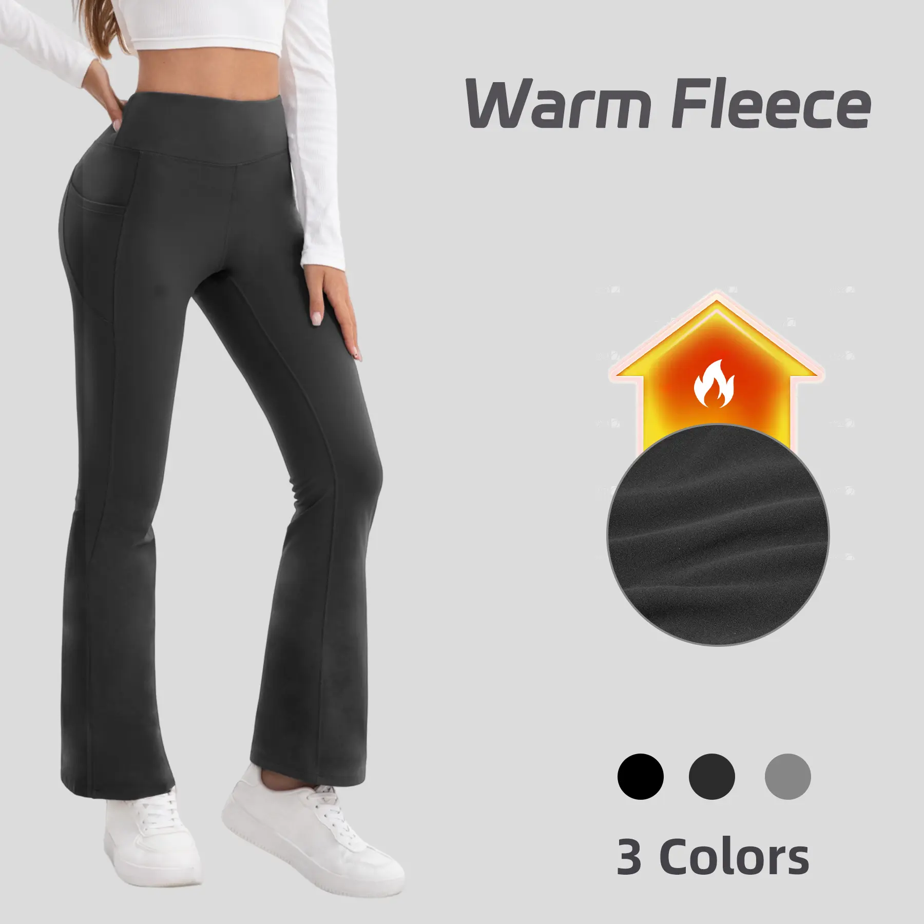 3PCS Warm Fleece-Lined High-Waisted Butt-Lifting Flare Yoga Pants for Women - Leg-Shaping Tights in Dark Gray Light Gray & Black for Winter Daily Wear - TikTok Shop 3PCS Warm Fleece-Lined High-Waisted Butt-Lifting Flare Yoga Pants for Women - Leg-Shaping Tights in Dark Gray Light Gray & Black for Winter Daily Wear - TikTok Shop
