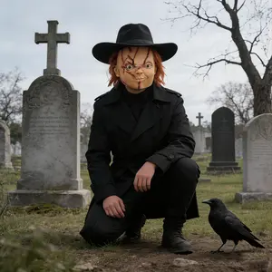 Terrifying Scarface Chucky Mask, Realistic Latex with Brown Red Hair - Suitable for Adult Halloween Costumes and Horror Party Role Playing