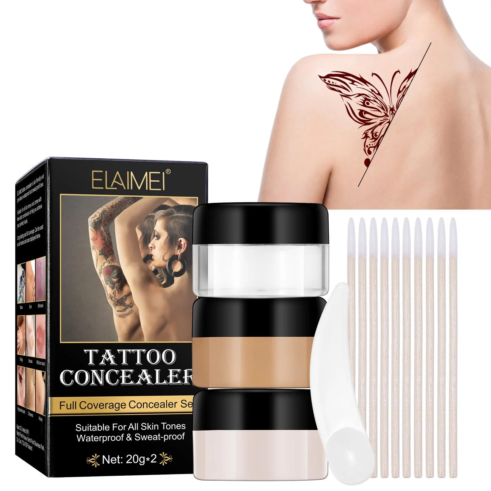 Tattoo Concealer, Tattoo Coverup, Long Lasting Tattoo Covering Cream, Tattoo Concealer Stick, Makeup Concealer, Cosmetic Product for Women & Men, Foundation, Concealer Foundation Hybrid, Skin Cover