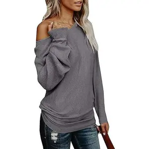 Womens Off The Shoulder Sweater Oversized Casual Knit Sweaters Pullover Jumper