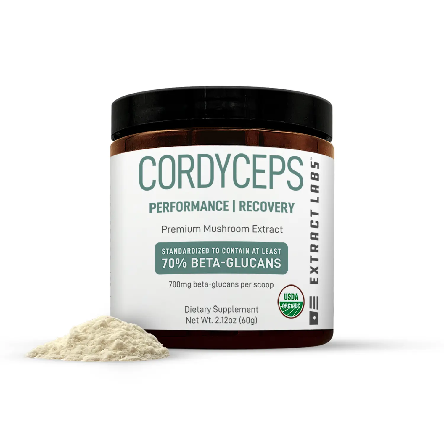 USDA Certified Organic Functional Mushroom Cordyceps Extract Powder, Natural Dietary Supplement for Energy Support & Physical Performance Recovery, Functional Mushrooms