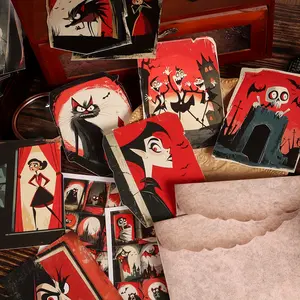 JAIIMAN 12cards,4envelopes,36stickers Special-shaped Decorative Vampire Writable Thick Postcard Set, Card Vintage, DIY Decoration Office Cardboard, for Scrapbooking Supplies, Junk Journal, Greeting Card, Art Crafts