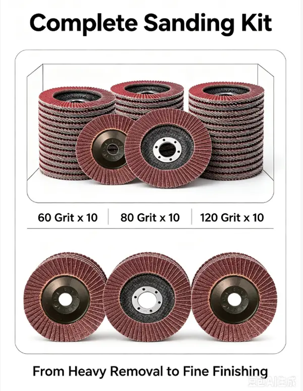 Aluminum Oxide Flap Discs, 10 PCS 4.5 Inch/115mm T29 (60/80/120 Grit) Heavy-Duty Angle Grinder Accessory, for Metal Rust Removal, Weld Grinding & Wood Sanding