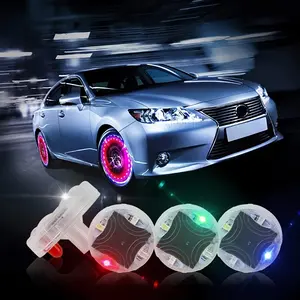 Car tire wheel lights-4PCs colorful LED lights with motion sensors for car, bicycle, motorcycles-air valve hub lamp cap