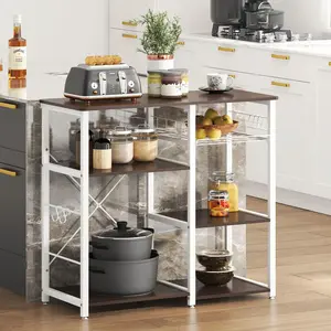 Nicole Selection 3-Tier Kitchen Stand Rack, Microwave Stand Coffee Bar & Storage Shelf Mobile Baker's Rack for Small Spaces Compact Design, W5S-BK, For Christmas Gifts