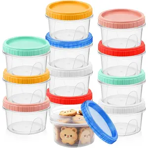 12 Pack Freezer Containers with Screw  , 13oz Stackable   Storage Container, Airtight Plastic Storage Containers with Twist Top  for  Sauce Jello Soup