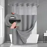 Double-Layer Modern Hookless Waffle Shower Curtain Set - 72x75 in, Polyester Waterproof Fabric, Simple Straight Design, Quick Snap White Liner Included, Hanging Easy Installation, Machine Washable Home Bathroom Decor