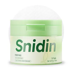 snidin Toner Pads - with Centella Asiatica Extract and Collagen, Improves Uneven Skin Tone & Deep Hydration, Targets Dark Spots and Dull Skin, Ideal for All Skin Types - 70 Pads Moisturize Calming