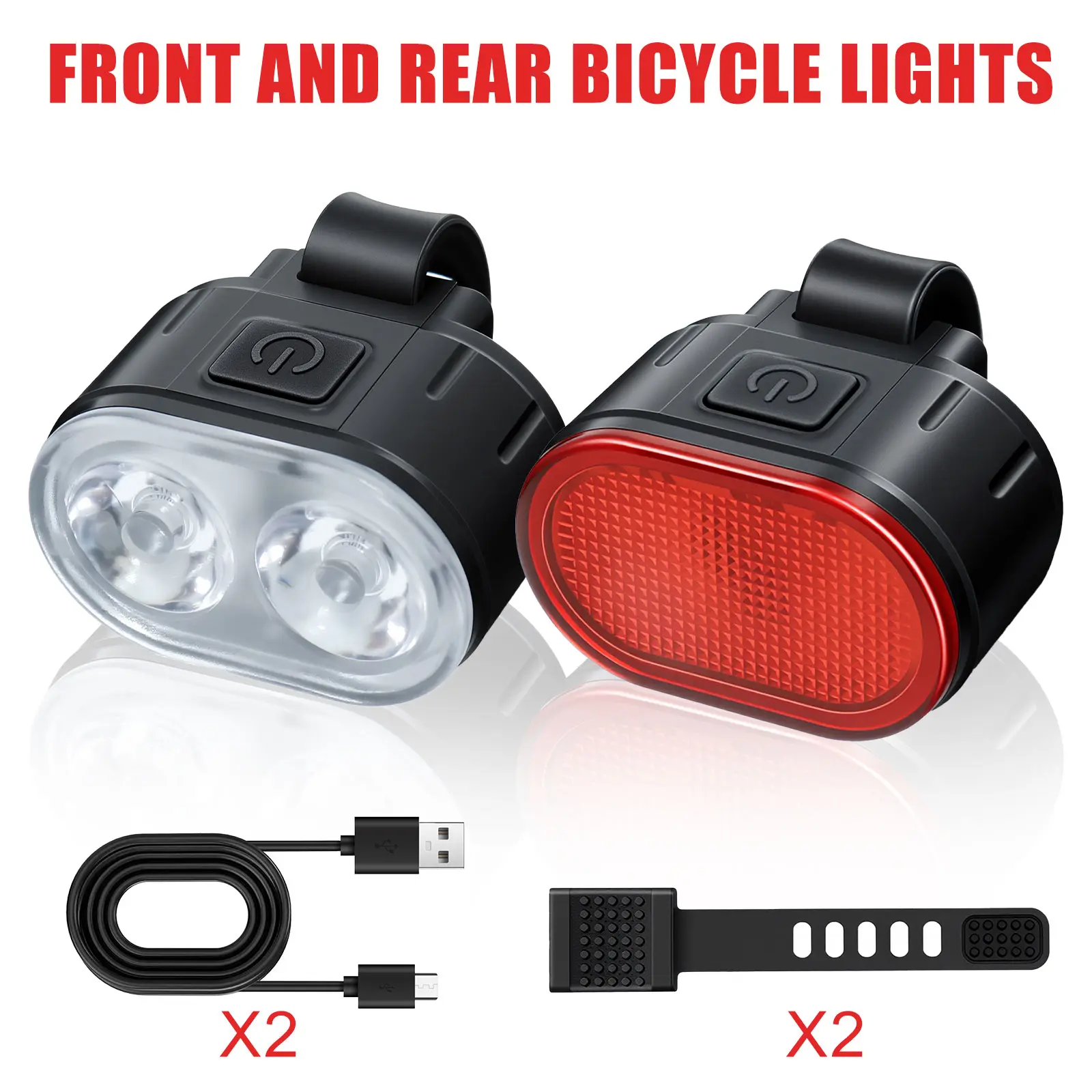 Bike Lights Set, Super Bright Rechargeable Headlight-Taillight Combo for Night Riding Safety, Cycling Accessories for Men, Women, and Kids Bikes, Christmas Gift