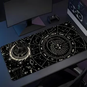 Black White Sun Moon Mouse Pad Gaming Mouse Pad, Large Gaming E-Sports Computer Thickened UV Reactive Mouse Pad, Rubber Material Non-Slip Mouse Pad