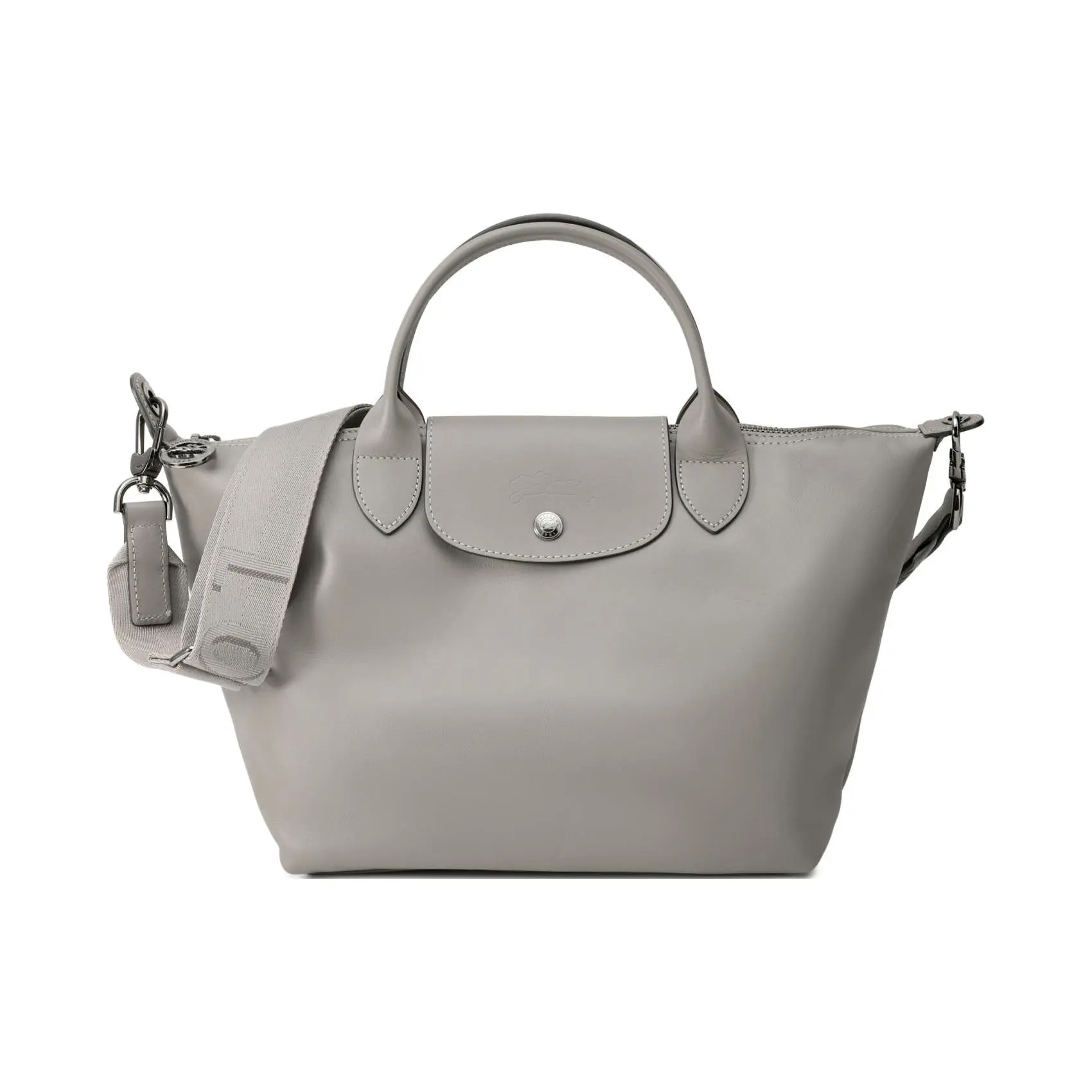 Women's Longchamp Le Pliage Xtra 25 Small Crossbody Tote Bag, Snap Closure, Leather Trim, Dove Gray