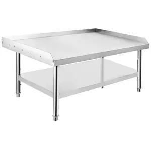 Heavy-duty 60x30 inch stainless steel prep table, NSF certified. Holds 1000 lbs on top, 220 lbs below. Adjustable legs, 2-inch safety baffle, tool-free assembly. Multiple sizes available to fit your space. Link in bio.
