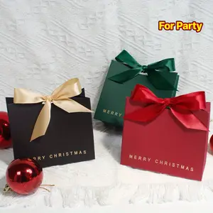 10pcs Elegant Christmas Gift Boxes with Golden Foil "Merry Christmas" Lettering - Sturdy Paper Construction for Candy, Jewelry, Party Favors, Perfect for Home, Office, Commercial Use - Christmas Decorations & Gifts, Festive Packaging, Festive Boxes