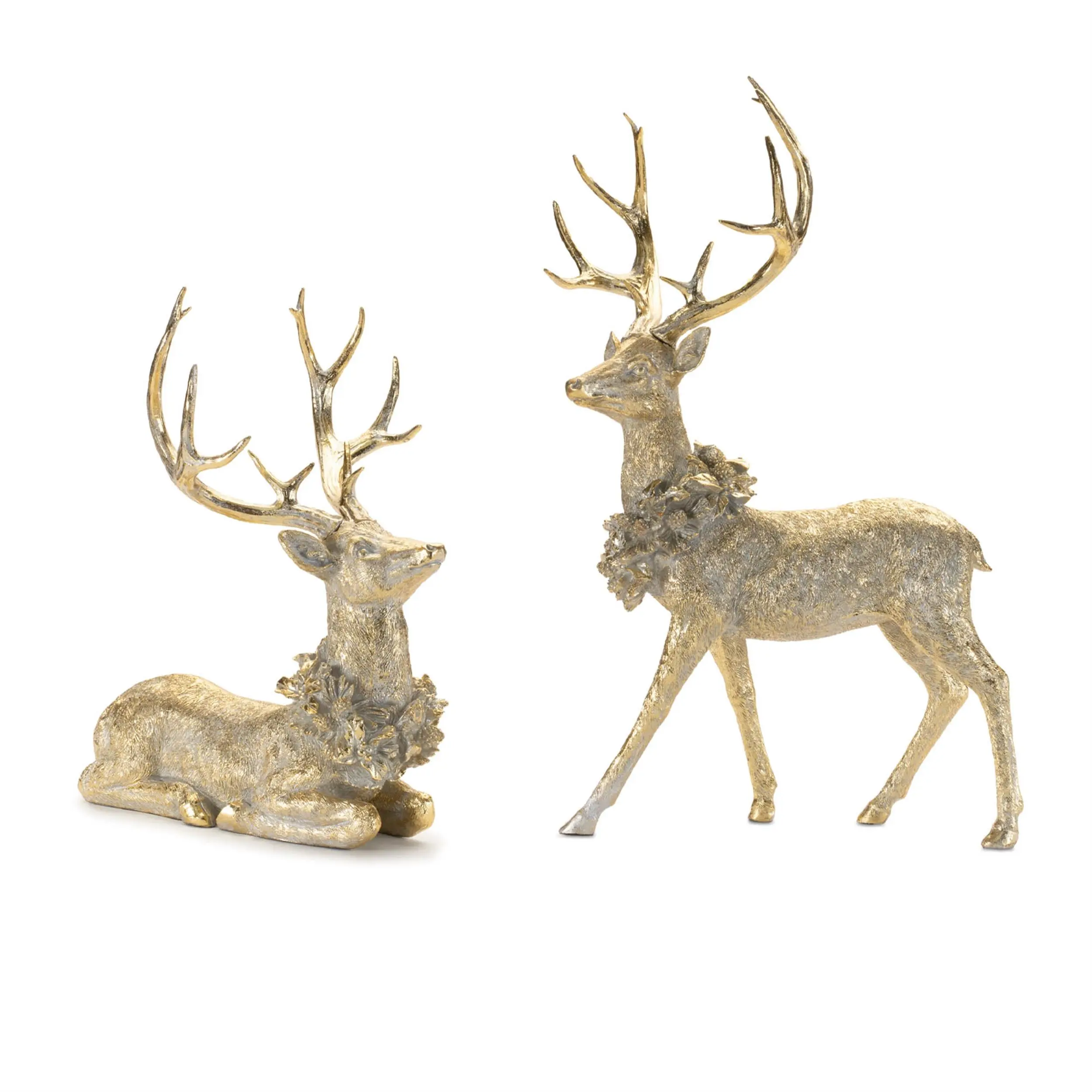 Holiday Deer Figurine (Set of 2), Modern Holiday Animal Decor, Christmas Aesthetic Indoor Animals Figurine