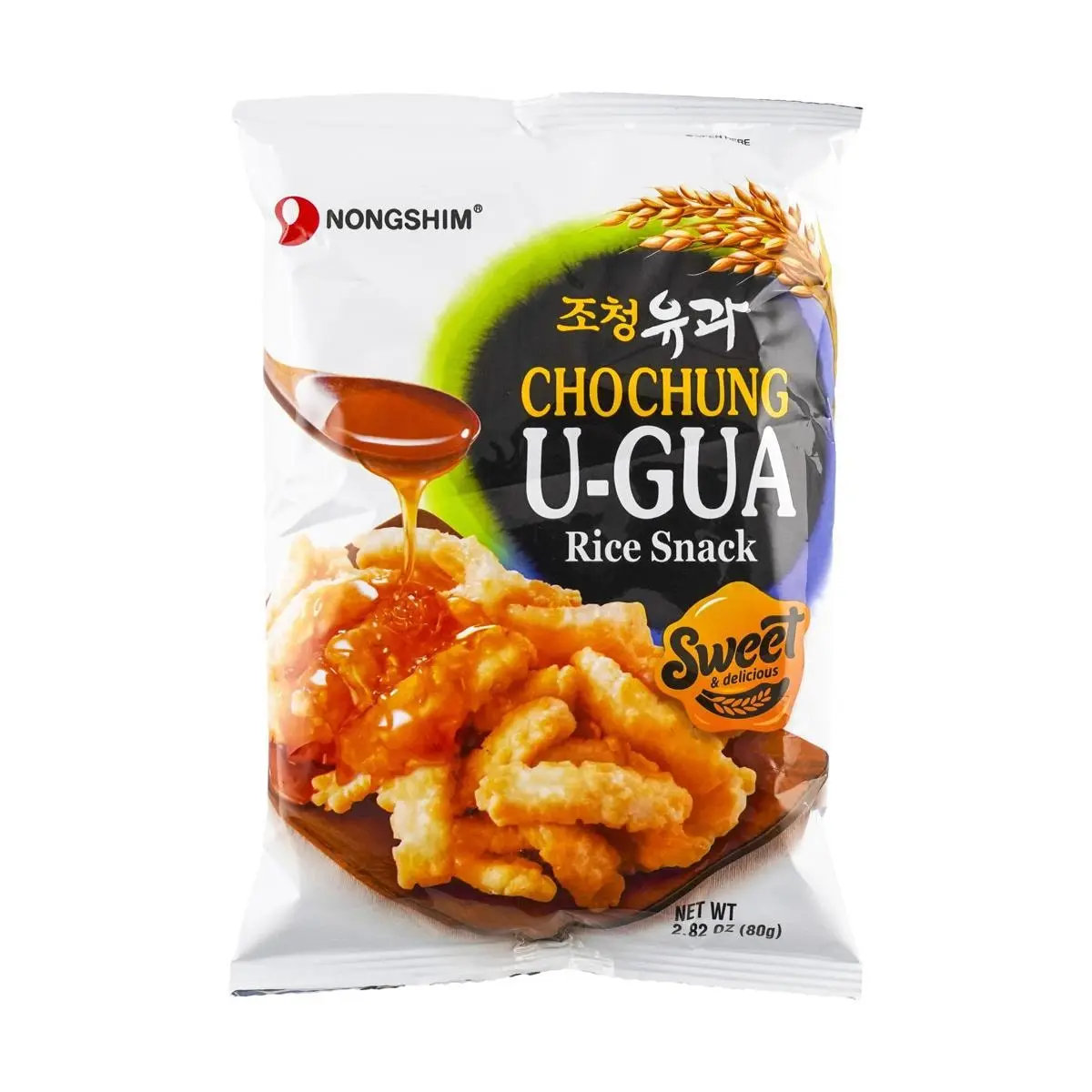 Nongshim Korean Honey Rice Crisps Snacks 80g - Sweet & Savory Korean Rice Cakes, Gluten-Free Healthy Snack for Kids & Adults