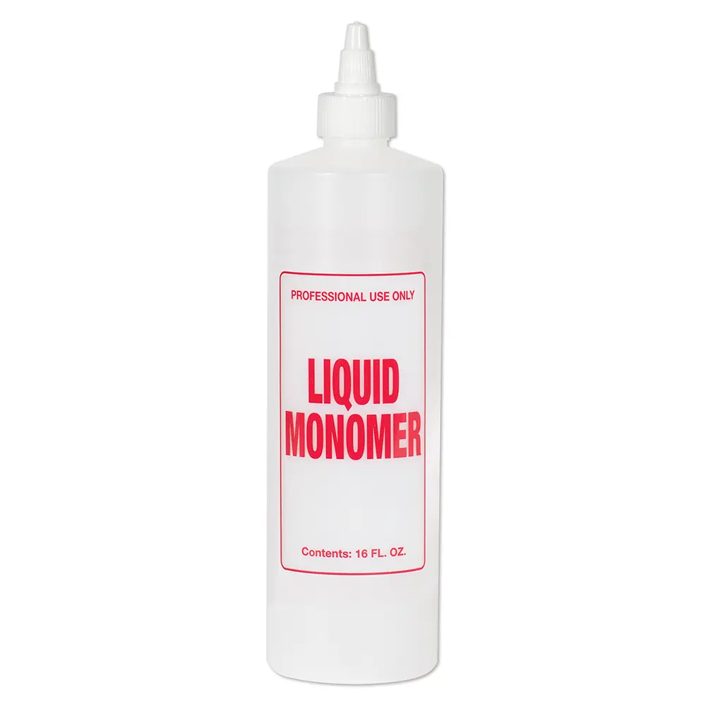 Soft 'N Style 16oz Plastic Pre-Labeled Imprinted Liquid Monomer Refill Bottle with Twist Top Cap - Home Supplies Storage Bottles & Jars for Countertop Home Organizer Use