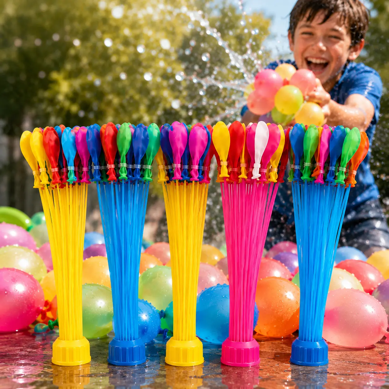 185PCS Quick Fill Water Balloons | Self-Sealing Water Balloon Kit | Summer Pool Party & Backyard Fun