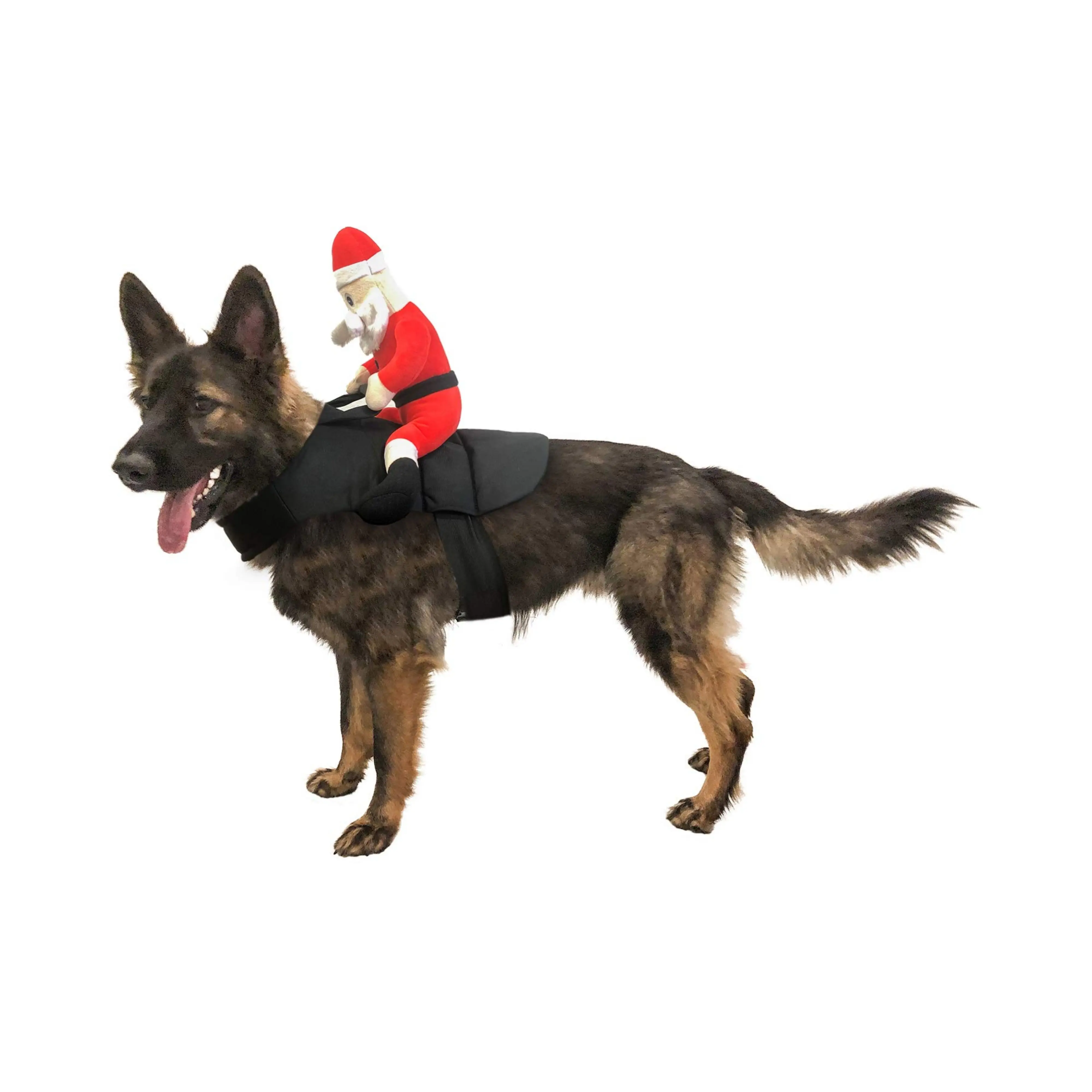 Midlee Santa Theme Jockey Dog Costume, Polyester Fabric, Funny Holiday Look, Includes Squeaker, Medium Size