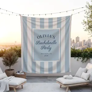Personalized Bachelorette Backdrop Banner, Bridal Shower Backdrop Sign, Custom Name Party Banner, Striped Photo Backdrop Decor | TBS01