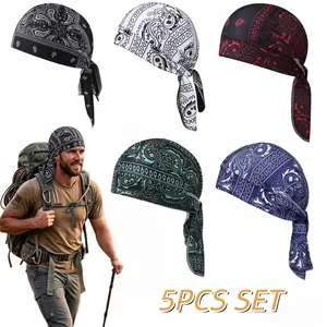 Paisley Cooling Headscarf Cap Set, Motorcycle Pirate Head Wrap Safety Helmet Liner, Elastic Fit Hand Washable Multifunctional Outdoor Headwear for Athletes & Outdoor Enthusiasts Multicolor