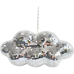 Disco Ball Cloud Shaped, Cute Hanging Party Mirror Decor with Chain, Retro Light Reflective Ball for Party Home Decor, Disco Mirror Ornaments, Silver, Design Patent