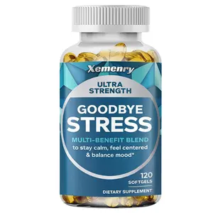 Xemenry Super Goodbye Stress Softgels, GABA, Ashwagandha, L-Theanine and Lemon Balm, Stress Relief Capsules - 120 pieces