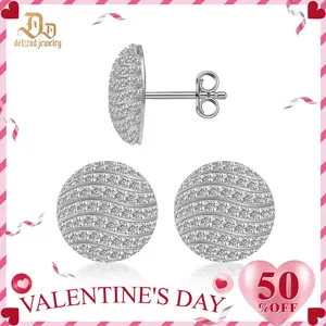 Delzzad 18K Gold-Plated Ice Wave Studs Earrings VVS Synthetic Moissanite S925 Stud Unisex Earrings Jewelry Perfect Birthday Mother’s Day Christmas Gift for Men Women Silver Earrings Golden Earrings Wedding Set