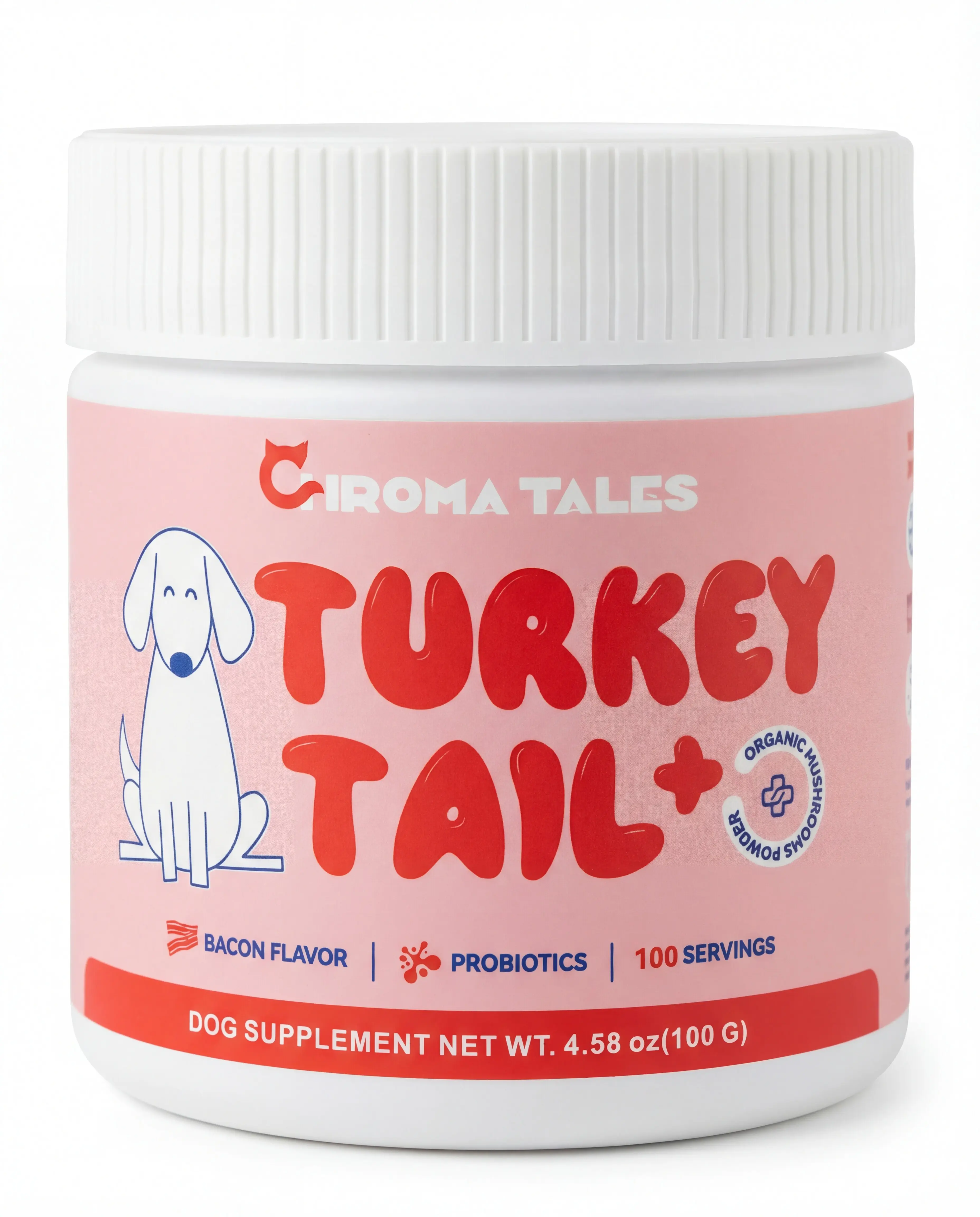 Turkey Tail Mushroom Canine Nutritional Supplement for Dogs - Immune Boost, Lipoma/Lumps/Bumps Support, Skin Health, Probiotics, Mix Easily - US Formula Premium Pet Vitamins, 100 Servings