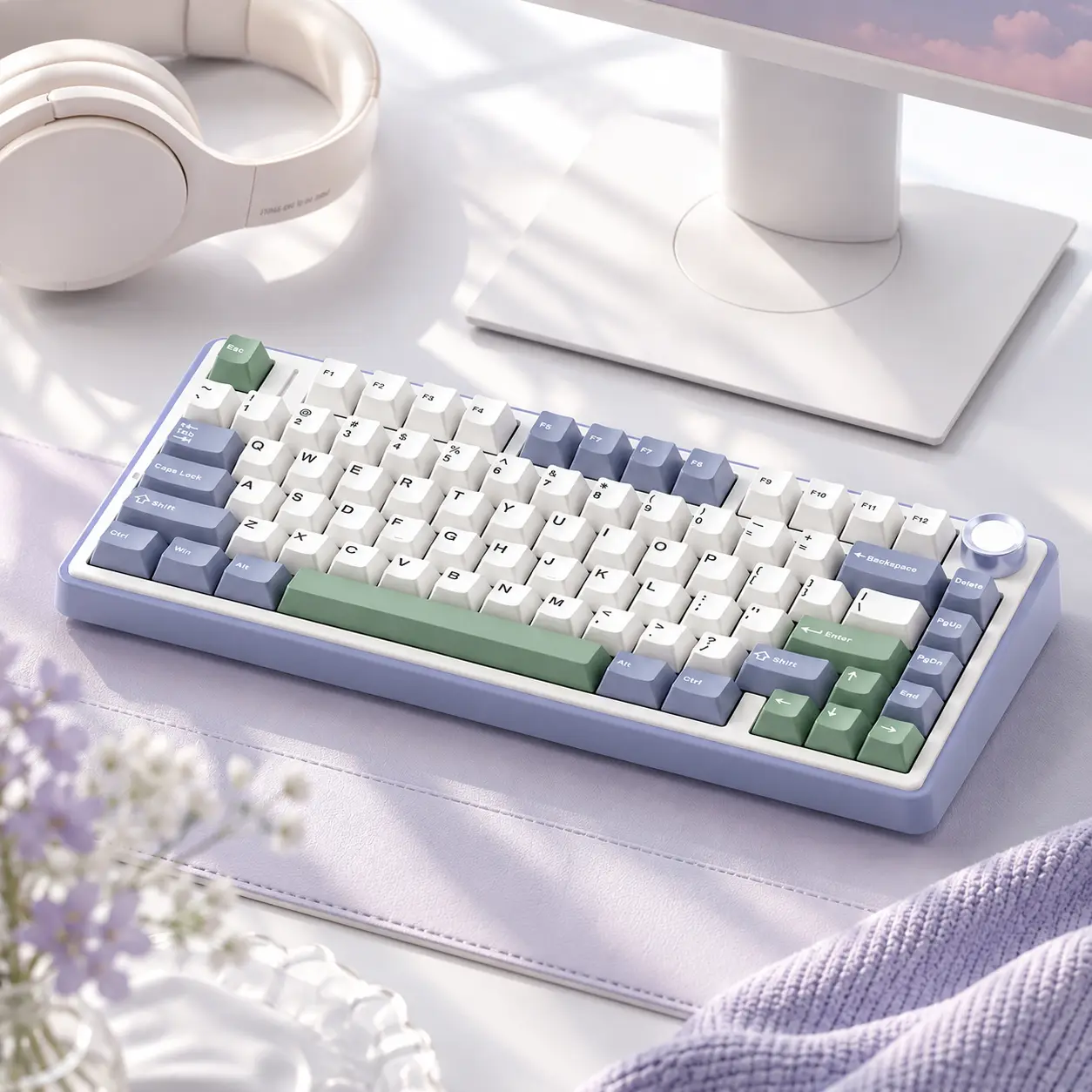 Official AULA F75 75% Wireless Mechanical Gaming Keyboard with Hot Swappable Tri-Mode USB Charging Keyboard RGB Rainbow Backlight Knob Control Gaming Cream Keyboard Budget Keyboard Bluetooth Office PC Accessories  TikTokShopfalldealsforyou