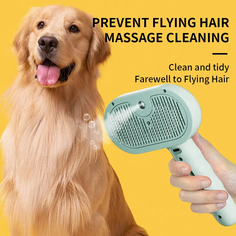 Pet Steam Brush for Dog & Cat – 3-in-1 Spray Hair Removal Comb – Steam for Shedding & Grooming – Water